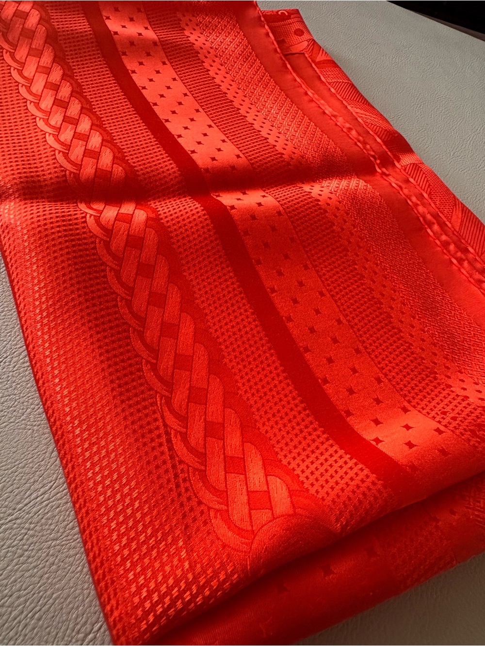 Hermès Coaching 140 Orange Giant Silk Scarf